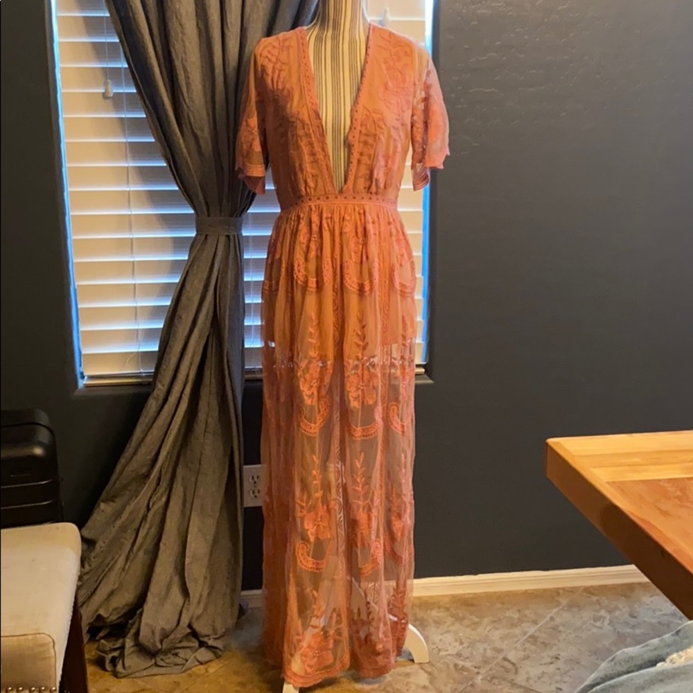 Honey Punch maxi romper blush dusty pink